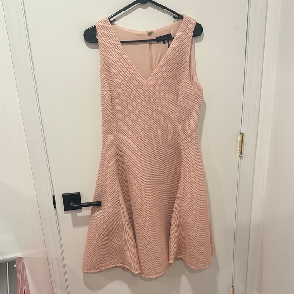 Pink Ribbed Sleeveless V-Neck Mini Dress for Weddings